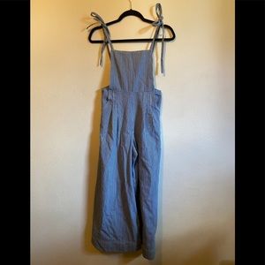 Wide Leg Denim Pinstripe Bib Overalls